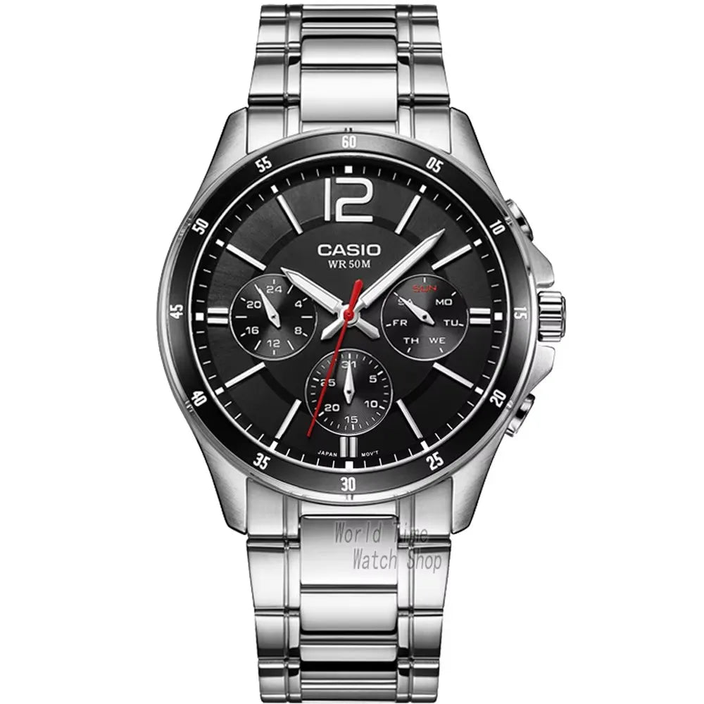 Top Brand Luxury! Casio MTP-1374 Quartz Watch – 50M Water Resistant, Multi-Hand Analog Display for Business & Military Style