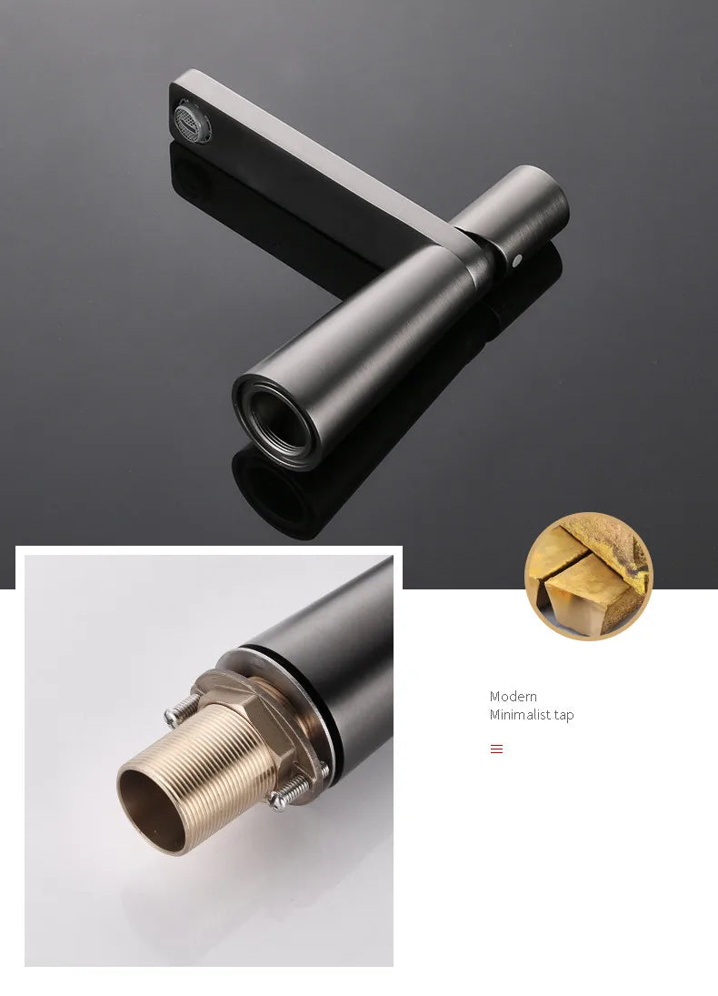 Brushed Gold Solid Brass Bathroom Basin Faucet – Premium Hot & Cold Mixer Tap