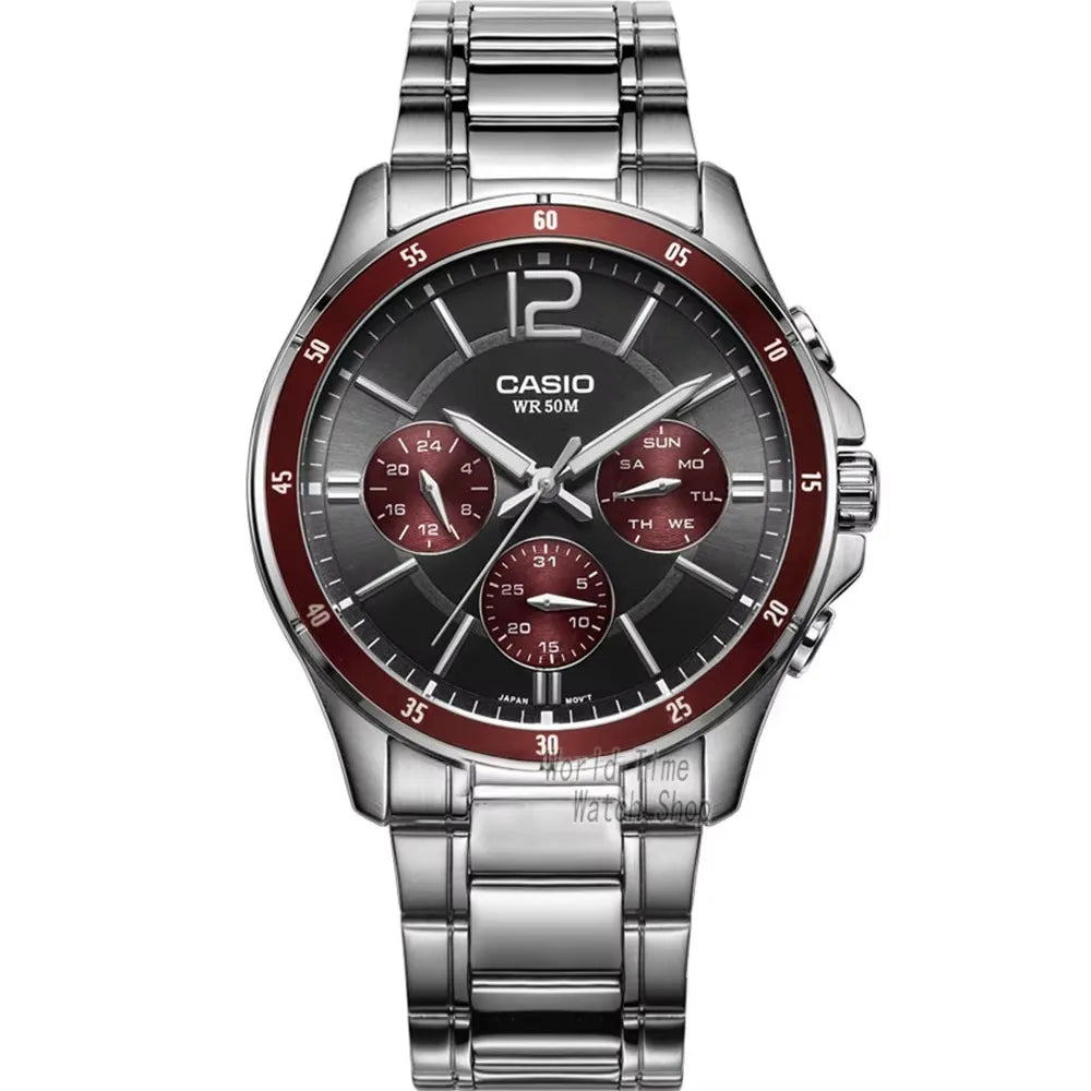 Top Brand Luxury! Casio MTP-1374 Quartz Watch – 50M Water Resistant, Multi-Hand Analog Display for Business & Military Style