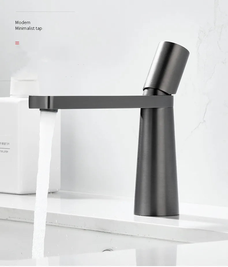 Brushed Gold Solid Brass Bathroom Basin Faucet – Premium Hot & Cold Mixer Tap