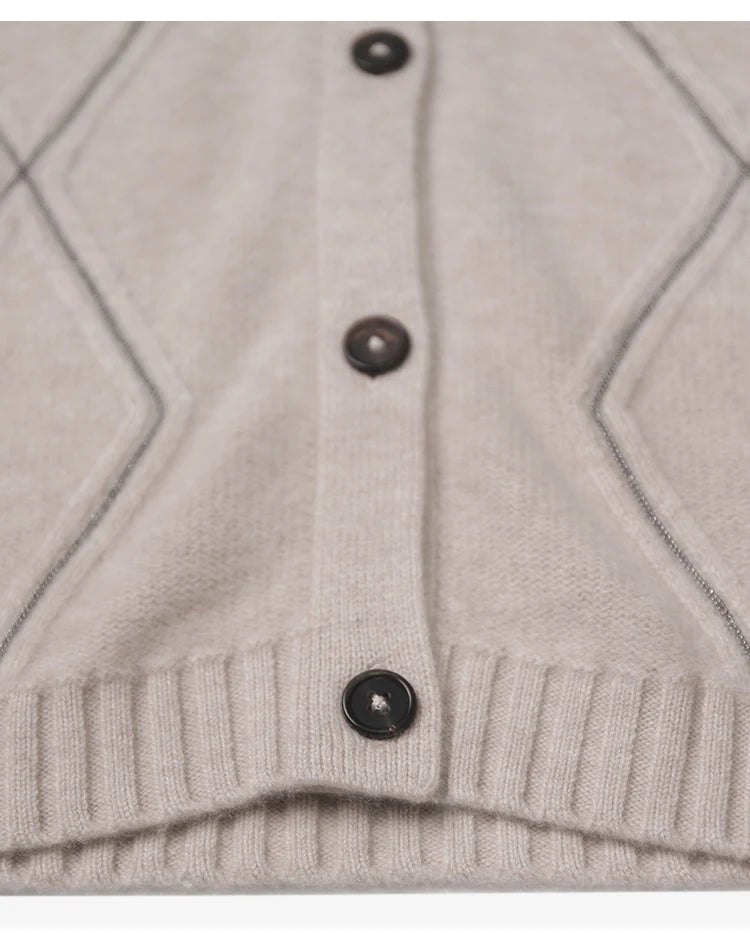 BC940 100% merino wool High-quality luxury brand women's long-sleeved thick cardigan knitted sweater