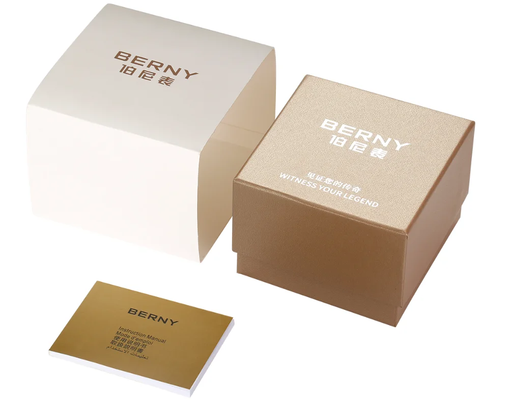 Ultralight Luxury! BERNY Square Titanium Quartz Watch for Women – Gold Tone, Calendar Display, 30M Waterproof