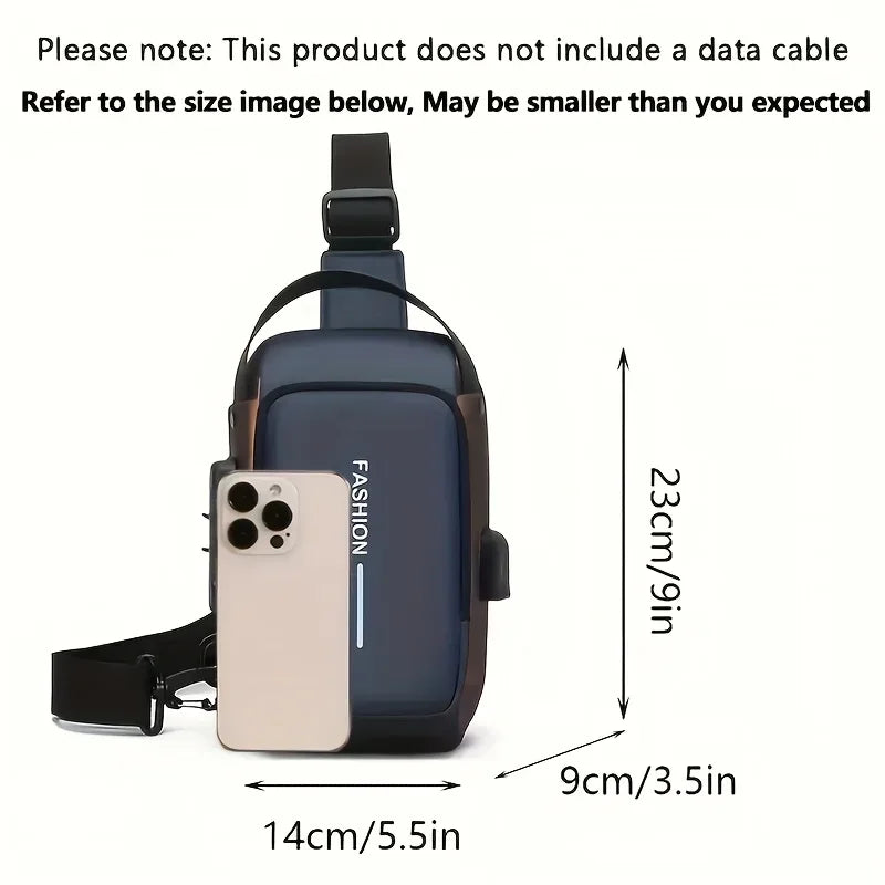 Rugged Style! Durable Oxford Fabric Men's Sling Bag – Crossbody Chest Pack for Motorcycle Commute & Daily Use