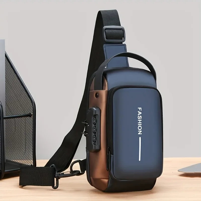 Rugged Style! Durable Oxford Fabric Men's Sling Bag – Crossbody Chest Pack for Motorcycle Commute & Daily Use