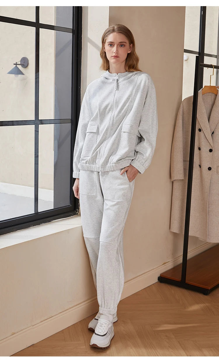 Cozy Luxe! Serathinan Women's Combed Cotton Hoodie – Zip-Up, Loose Fit, Essential for Autumn/Winter Style