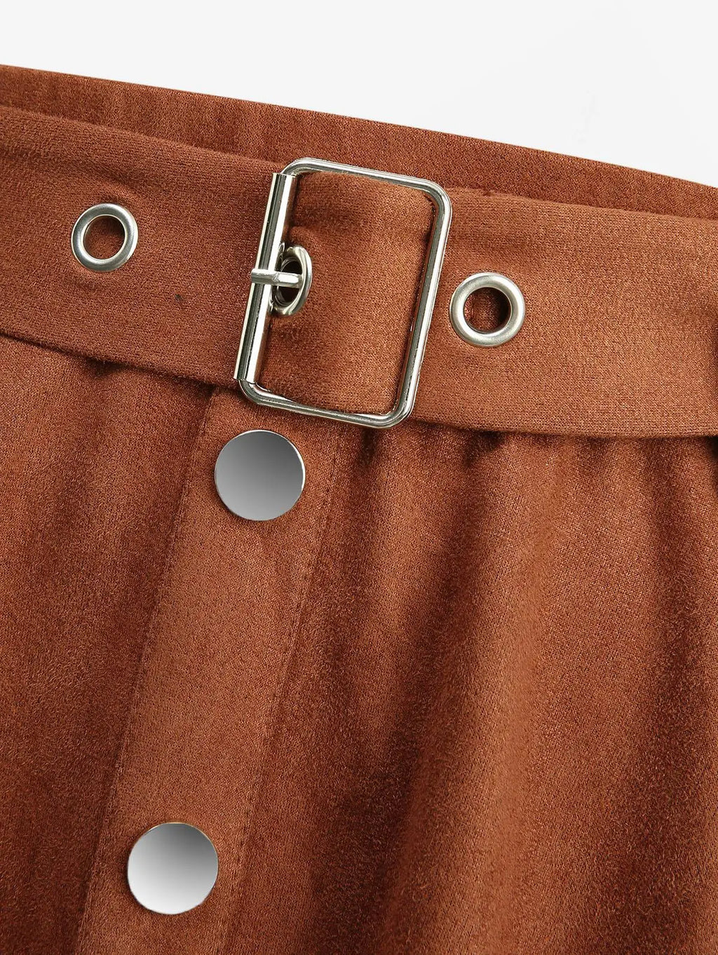 Chic Edge! ROSE GAL Plus Size Asymmetric Suede Skirt – Mini/Knee-Length with Removable Belt and Button Detail