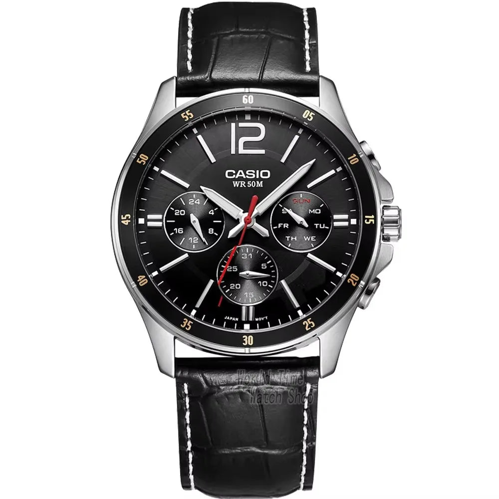 Top Brand Luxury! Casio MTP-1374 Quartz Watch – 50M Water Resistant, Multi-Hand Analog Display for Business & Military Style