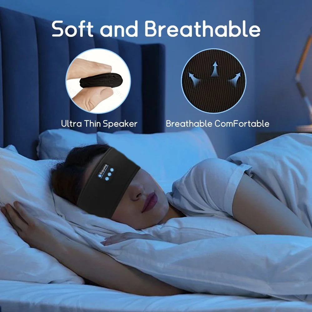 Ultimate Comfort Audio! Elastic Wireless Bluetooth Headband – Sports Headphones, Sleeping Eye Mask with ANC & Volume Control