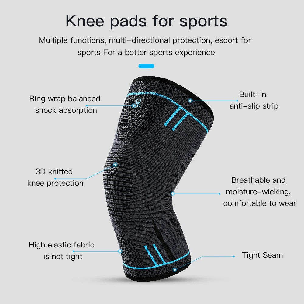 Performance Support! 1 PC Elastic Compression Knee Sleeve – Breathable, Anti-Collision Padding for Basketball, Run, Gym