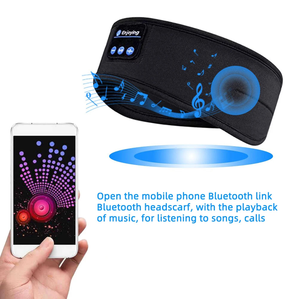 Ultimate Comfort Audio! Elastic Wireless Bluetooth Headband – Sports Headphones, Sleeping Eye Mask with ANC & Volume Control