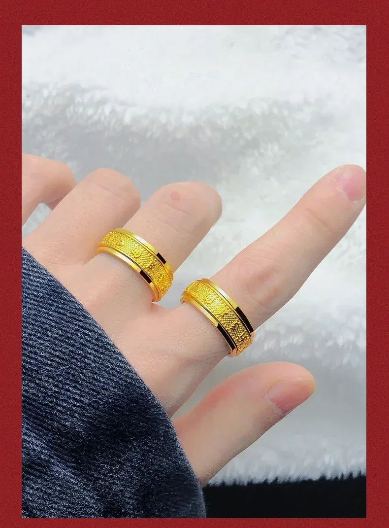 Ultimate Purity! Genuine 9999 Real 24K Gold Wedding Ring – Classic Dragon & Phoenix Design, Certified Fine Jewelry