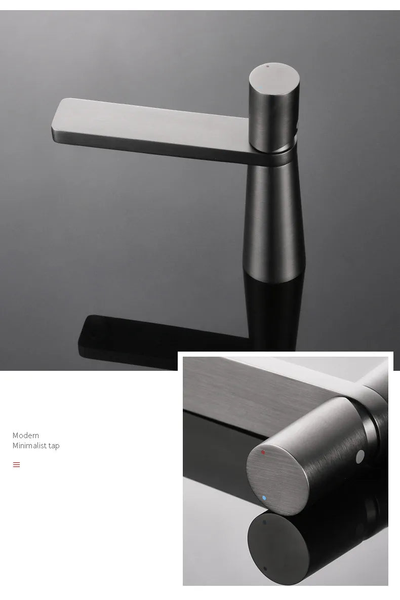 Brushed Gold Solid Brass Bathroom Basin Faucet – Premium Hot & Cold Mixer Tap