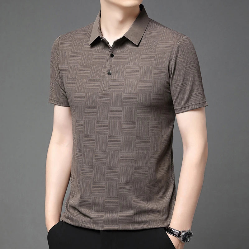 Men’s Premium Printed Business Casual Polo – Breathable, Stylish & Comfortable